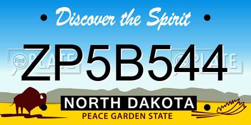 ZP5B544 North Dakota License Plate