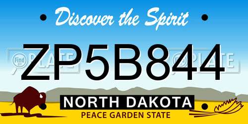 ZP5B844 North Dakota License Plate