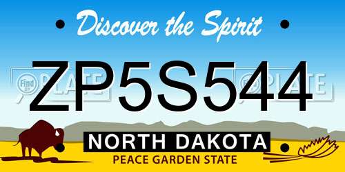 ZP5S544 North Dakota License Plate