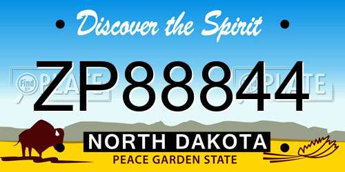 ZP88844 North Dakota License Plate