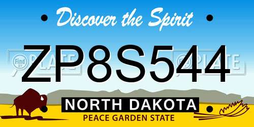 ZP8S544 North Dakota License Plate