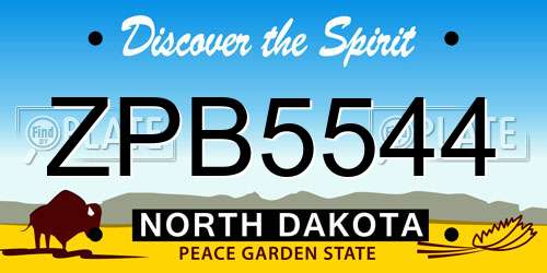 ZPB5544 North Dakota License Plate