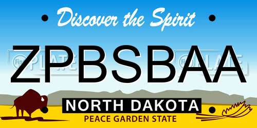 ZPBSBAA North Dakota License Plate