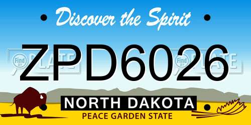 ZPD6026 North Dakota License Plate
