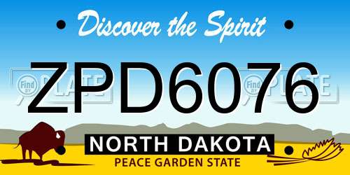 ZPD6076 North Dakota License Plate