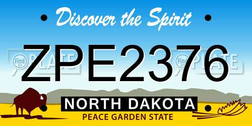 ZPE2376 North Dakota License Plate