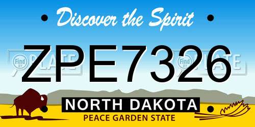 ZPE7326 North Dakota License Plate