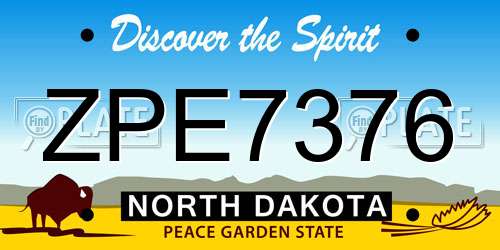 ZPE7376 North Dakota License Plate