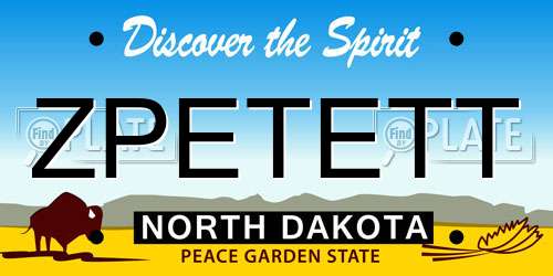 ZPETETT North Dakota License Plate