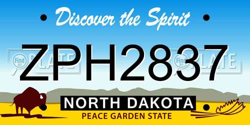 ZPH2837 North Dakota License Plate