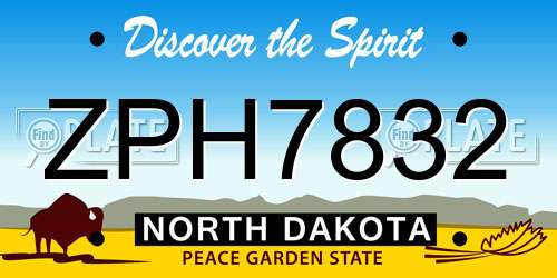 ZPH7832 North Dakota License Plate