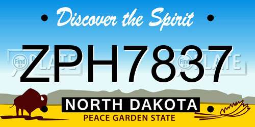 ZPH7837 North Dakota License Plate