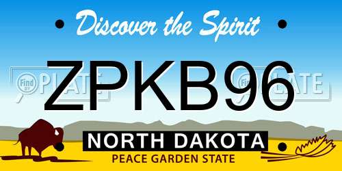 ZPKB96 North Dakota License Plate