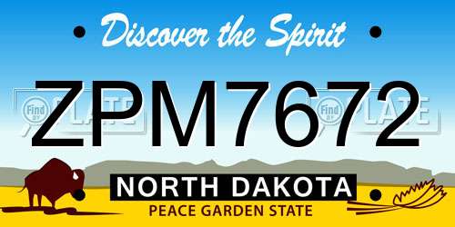 ZPM7672 North Dakota License Plate