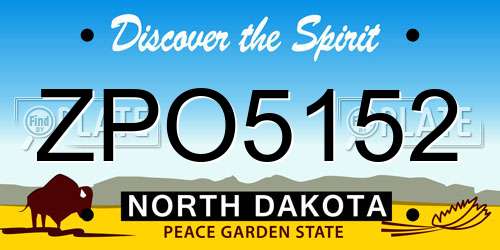ZPO5152 North Dakota License Plate