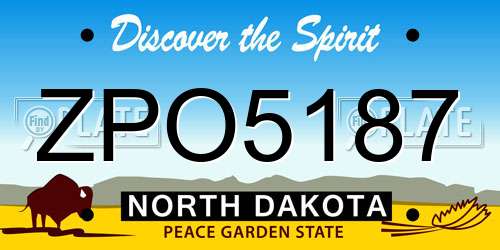 ZPO5187 North Dakota License Plate