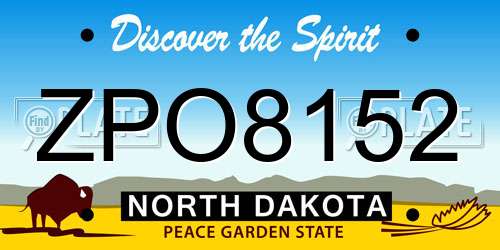 ZPO8152 North Dakota License Plate