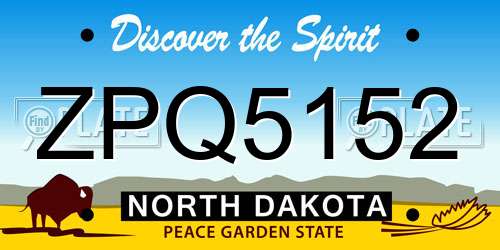 ZPQ5152 North Dakota License Plate