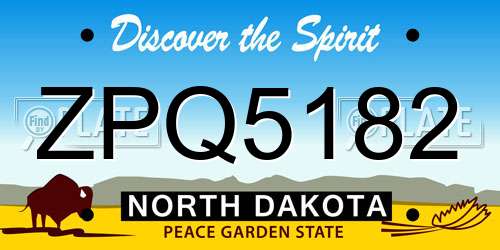 ZPQ5182 North Dakota License Plate