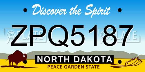 ZPQ5187 North Dakota License Plate