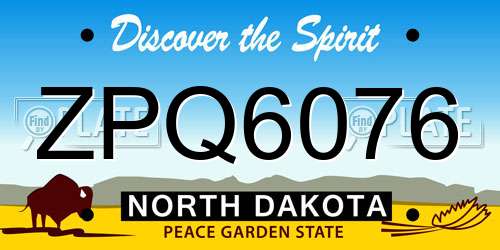 ZPQ6076 North Dakota License Plate