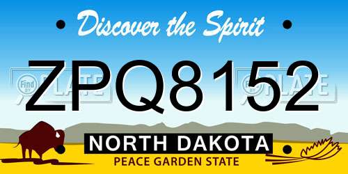ZPQ8152 North Dakota License Plate