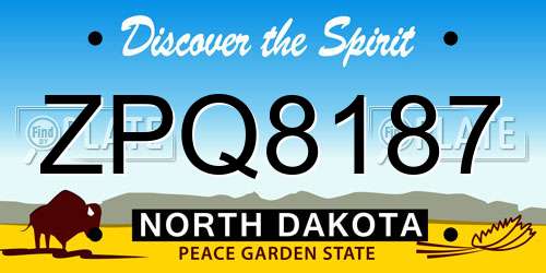 ZPQ8187 North Dakota License Plate