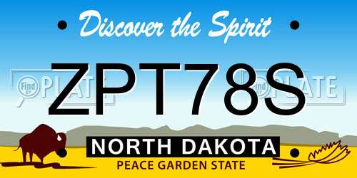 ZPT78S North Dakota License Plate