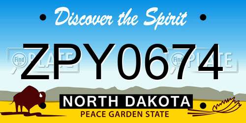 ZPY0674 North Dakota License Plate