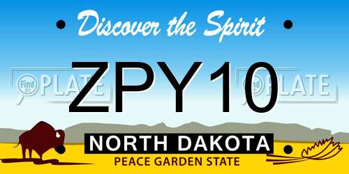 ZPY10 North Dakota License Plate