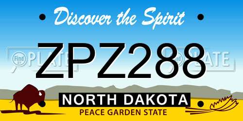 ZPZ288 North Dakota License Plate