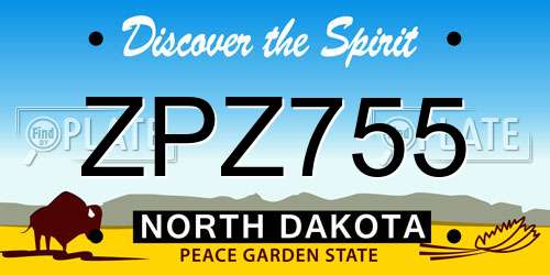 ZPZ755 North Dakota License Plate