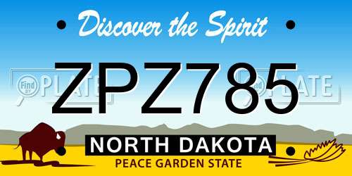 ZPZ785 North Dakota License Plate