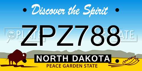 ZPZ788 North Dakota License Plate
