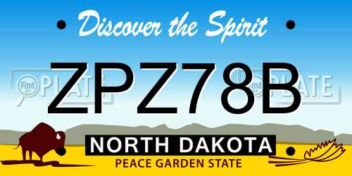 ZPZ78B North Dakota License Plate