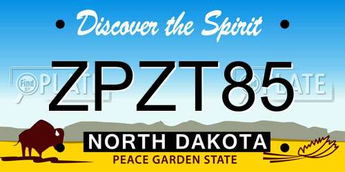 ZPZT85 North Dakota License Plate