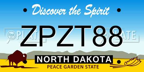 ZPZT88 North Dakota License Plate