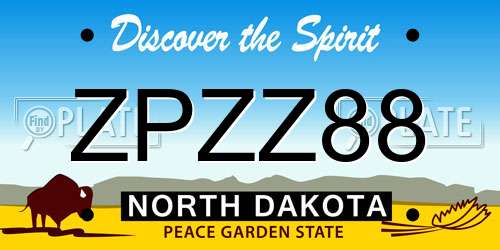 ZPZZ88 North Dakota License Plate