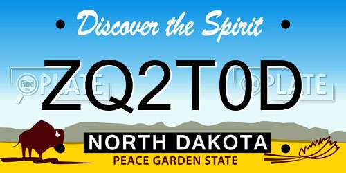 ZQ2T0D North Dakota License Plate