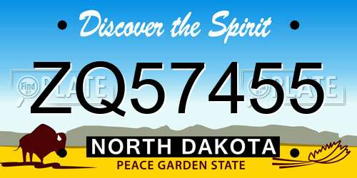 ZQ57455 North Dakota License Plate