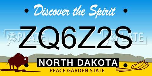 ZQ6Z2S North Dakota License Plate