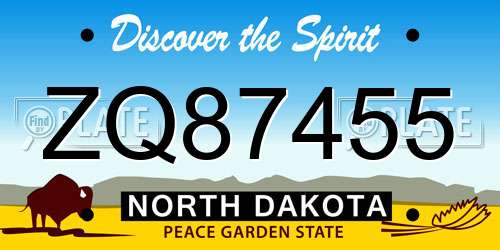 ZQ87455 North Dakota License Plate