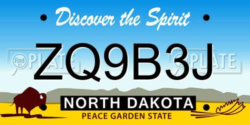 ZQ9B3J North Dakota License Plate
