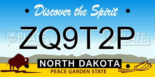 ZQ9T2P North Dakota License Plate