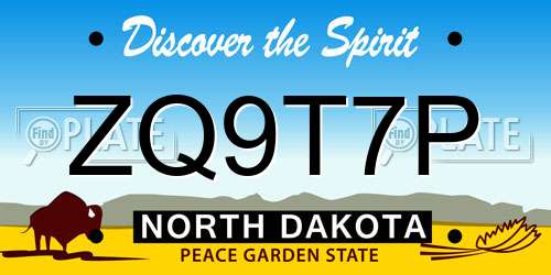 ZQ9T7P North Dakota License Plate