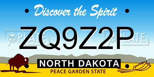 ZQ9Z2P North Dakota License Plate