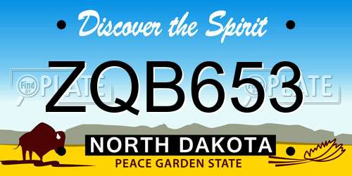 ZQB653 North Dakota License Plate