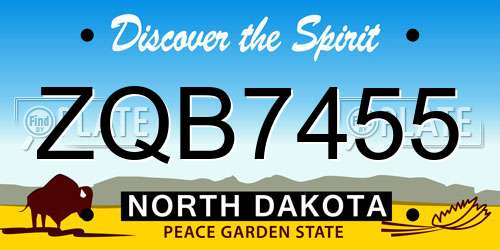 ZQB7455 North Dakota License Plate