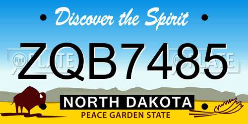 ZQB7485 North Dakota License Plate