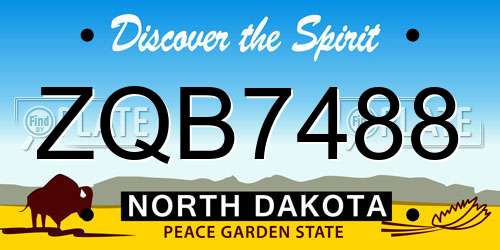 ZQB7488 North Dakota License Plate